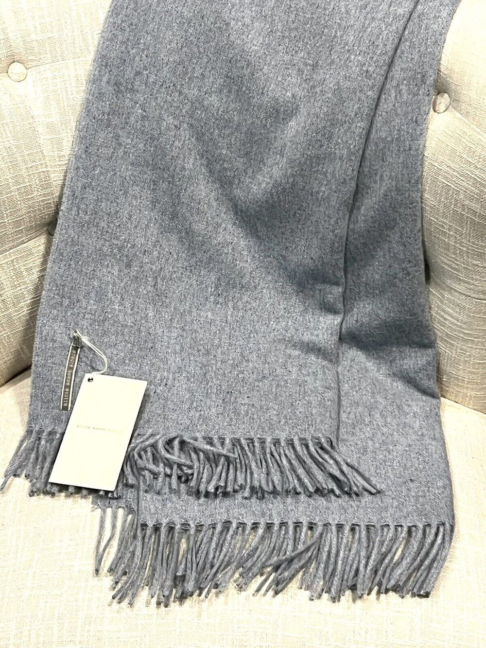 Alicia Adams Alpaca Wool Blend Patmos Throw Blanket Light Blue 51” X 71”